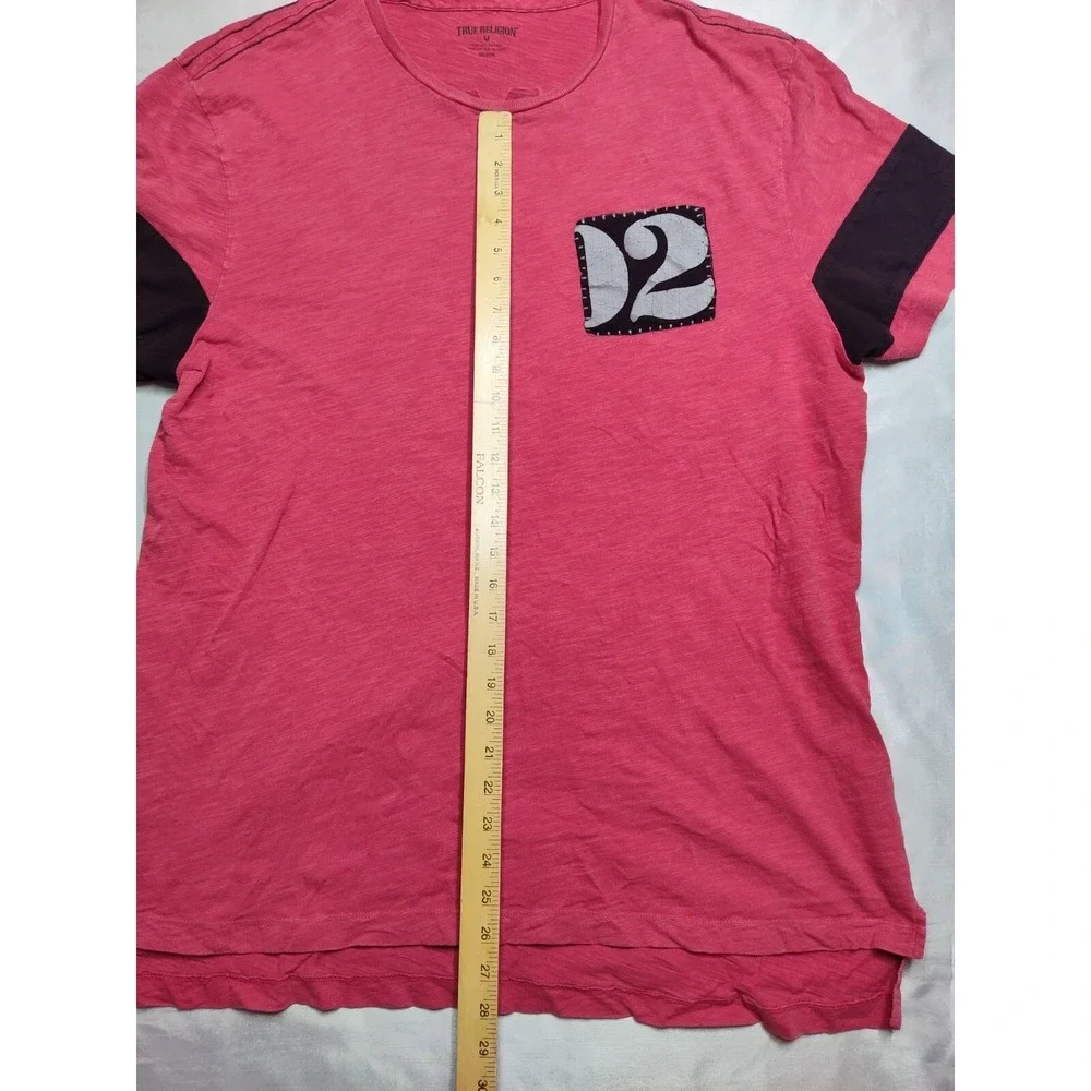 True Religion Men 3XL Red Double Sided Distressed '02 Logo Cotton‎ T-Shirt